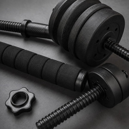 15KG Adjustable Dumbbell & Barbell Set | Home Gym Weights with Connecting Rod, Spin Lock Collars & Weight Plates