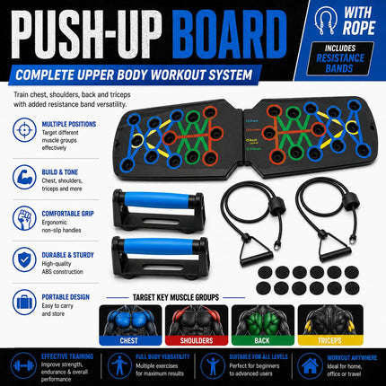 Push Up Board 14 in 1 Foldable Press Up Board, Multi Function Home Workout Equipment for Men Women, Strength Training Push Up Stand for Chest Shoulders Triceps