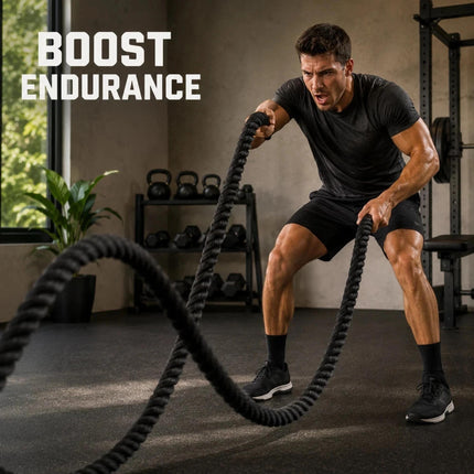 Battle Rope 6m x 38mm Heavy Duty, Polyadic Exercise Rope with Handles for Cardio, Strength & HIIT Workouts