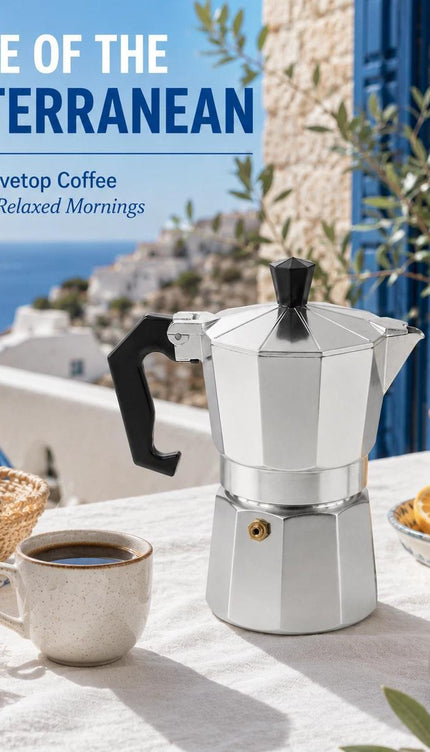 Moka Pot Stovetop Coffee Maker 100ml 2 Cup Aluminium Espresso Style Brewer for Ground Coffee, Compact Latte Coffee Pot for Home Kitchen Travel