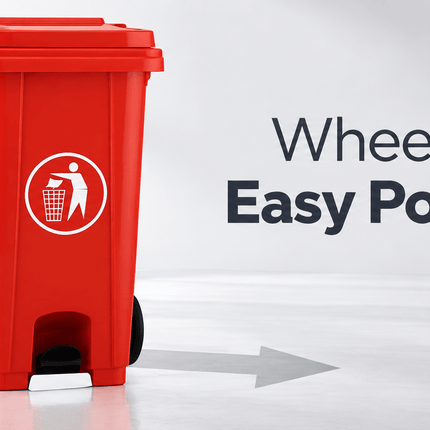 120L Red Outdoor Wheelie Bin with Lid, Heavy Duty HDPE Waste Rubbish Dustbin with Rubber Wheel