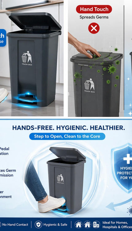 Slim Pedal Bin BPA-Free Plastic Kitchen Bathroom Trash