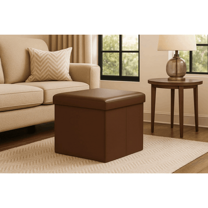 Folding Storage Box Faux Leather Home Footstool Ottoman Seat Stool Storage Box for Bedroom Living Room Toy Clothes Blanket Organisation