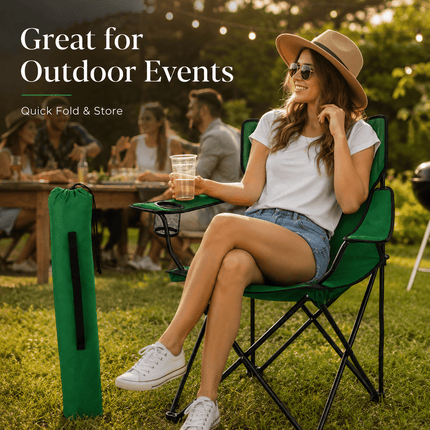 Portable Folding Camping Chair, Lightweight Polyester & Steel Outdoor Chair for Garden, Beach & Picnic