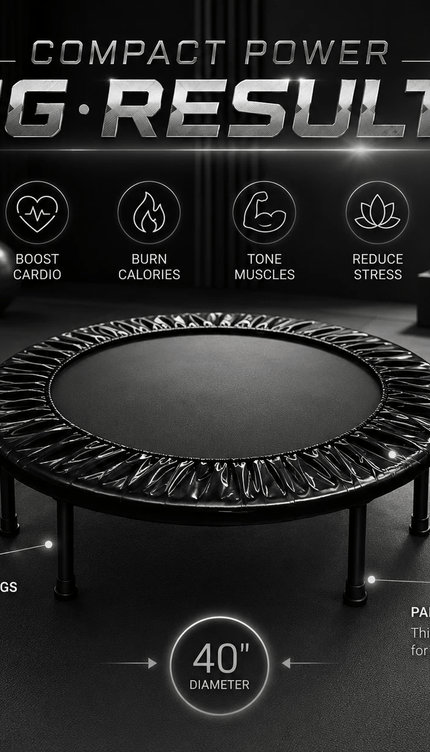 40 Inch Black Mini Fitness Trampoline Portable Cardio Workout Exercise Rebounder for Home Gym Indoor