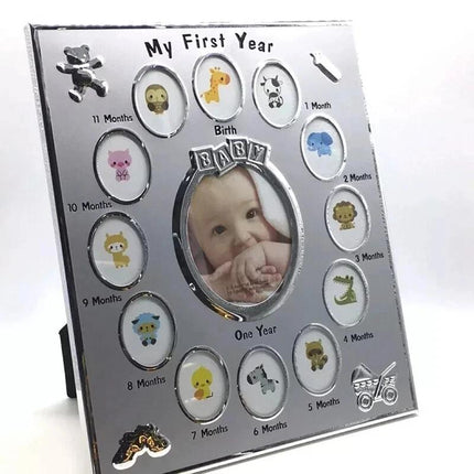 Baby 12 Month Milestone Photo Frame – 13 Photo Keepsake Frame