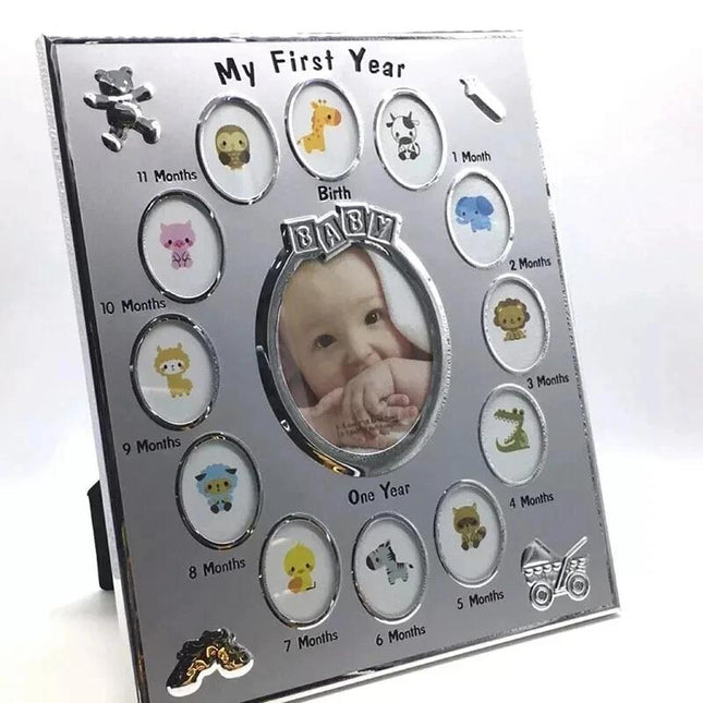 Baby 12 Month Milestone Photo Frame – 13 Photo Keepsake Frame