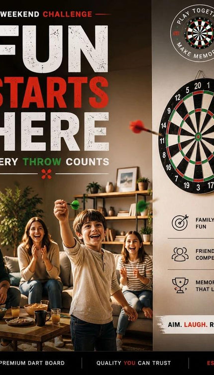 17" Double Sided Dart Board Set with 6 Darts for Indoor Play Classic Round Target Game for Family Fun & Parties Easy to Hang & Clear Scoring Layout
