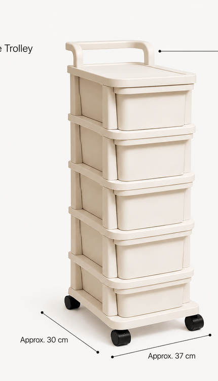 Storage Trolley Drawer Cabinet with Wheels, Multi-Tier Rolling Storage Organiser for Kitchen, Bathroom, Bedroom, Home Office, Utility Room and Salon