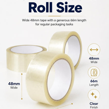 Packing Tape Clear Parcel Box Sealing Tape 3 Rolls Heavy Duty for Packaging Moving House & Storage 48mm x 66m