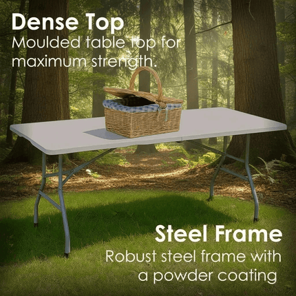 2x 6ft Folding Table Portable Trestle Camping Picnic Party Garden Market Stall Catering Banquet Foldable Tables