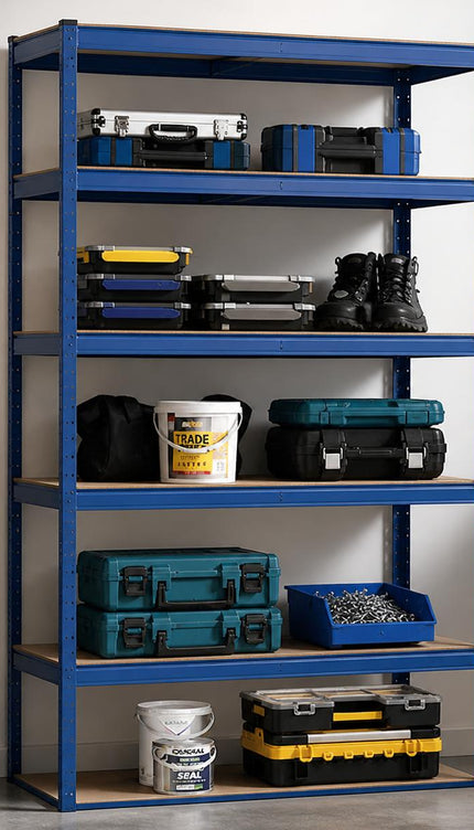 5-Tier Storage Rack with Adjustable Shelves Galvanized Steel Frame BLUE SILVER
