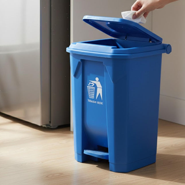 50L Blue Pedal Bin – Hands-Free Recycling Waste Bin for Kitchen, Home & Office, Durable Easy-Clean Rubbish Bin