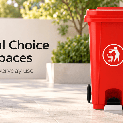 120L Red Outdoor Wheelie Bin with Lid, Heavy Duty HDPE Waste Rubbish Dustbin with Rubber Wheel