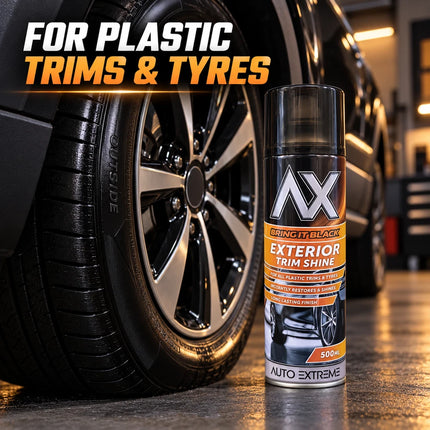 Plastic Trim Restorer Tyre Shine Aerosol Spray Bring It Black 500ml Auto Extreme
