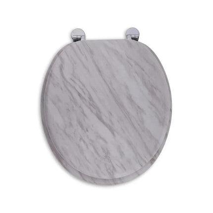 18 Inch Universal Bathroom MDF Toilet Seat Wooden WC Seat with Easy Fit Design and Fittings Durable Comfortable Smooth Finish Replacement Accessory