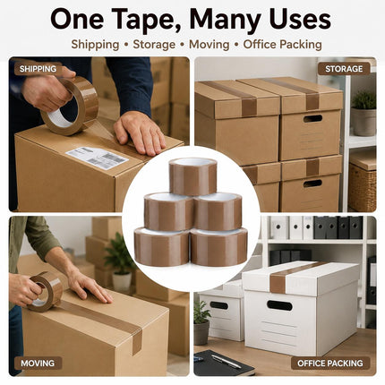 Brown Parcel Tape 48mm x 66m Strong Packing Tape for Boxes | Heavy Duty Packaging Tape for Moving, Shipping, Storage & Dispatch