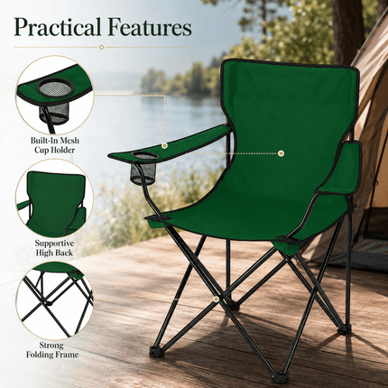 Portable Folding Camping Chair, Lightweight Polyester & Steel Outdoor Chair for Garden, Beach & Picnic
