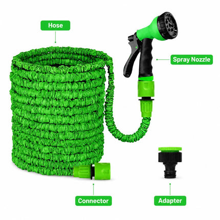 50ft Expandable Garden Hose Pipe Spray Nozzle Gun 8 Function Hose Nozzle Flexible Water Hose Kink Free Hose