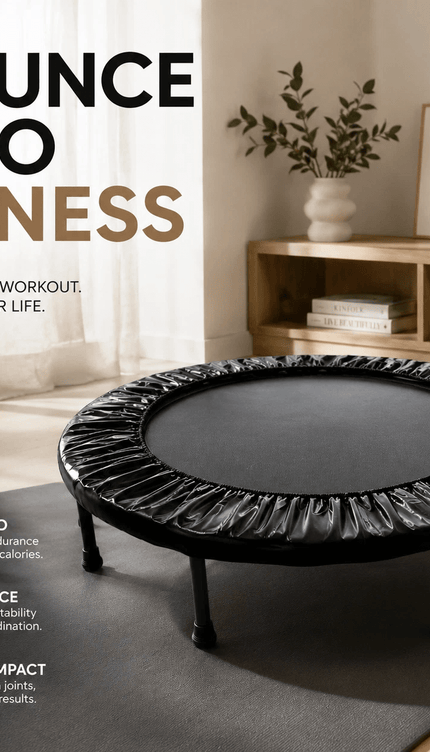 40 Inch Black Mini Fitness Trampoline Portable Cardio Workout Exercise Rebounder for Home Gym Indoor