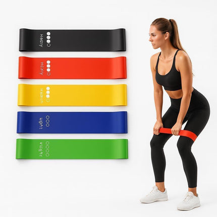 Resistance Bands Set 5 Levels Pull Up Assist Bands Yoga Fitness Exercise Workout Training Latex Loop Bands for Gym Home Strength Training Mobility Stretching