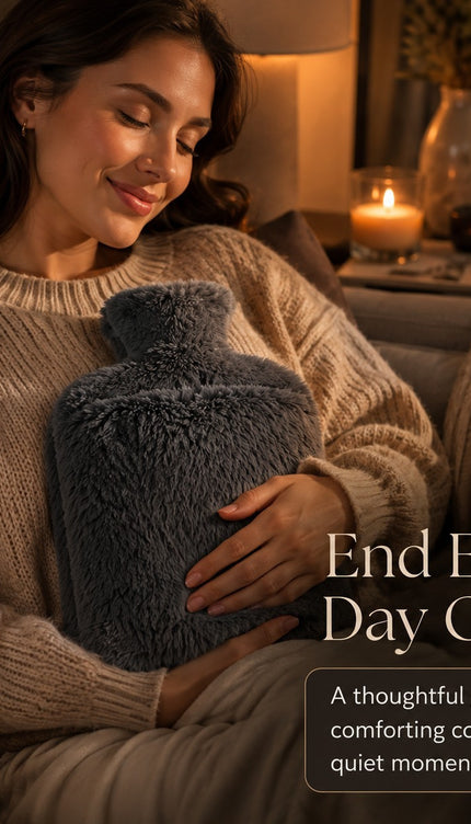 2L Extra Long Hot Water Bottle with Soft Plush Cover, Reusable Long Hot Water Bag for Bed, Sofa & Everyday Home Use