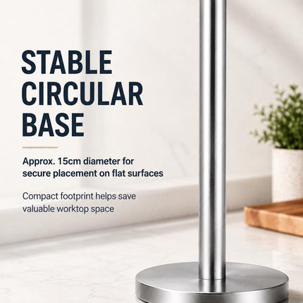 Kitchen Paper Roll Holder Pack of 2 Free Standing Silver Stainless Steel Countertop Tissue Stand Modern 32.5cm