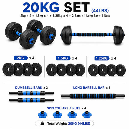 Adjustable Dumbbell & Barbell Set