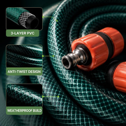 50M Extendable PVC Garden Hose Pipe, Strong Flexible Lightweight Watering Hose for Lawn, Plants, Car Washing, Patio Cleaning and Outdoor Use