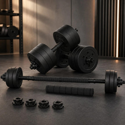 10kg Adjustable Dumbbell Barbell Set 10KG Home Gym Weight Set with Connecting Rod & Spin Collars