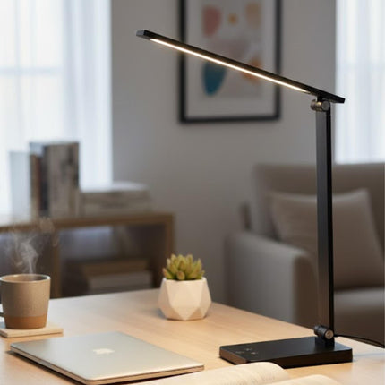 Desk lamp Eye-Caring Dimmable Bedside lamp with USB Charging Port 5 Light Modes for Home, Office, Bedroom, Reading, Work, Study