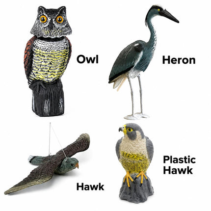 Bird Scarer Decoy Garden Ornament – Owl, Hawk, Heron & Plastic Hawk Realistic Bird of Prey Pest Deterrent for Pigeons Crows Cats, Pond Lawn Patio & Allotment