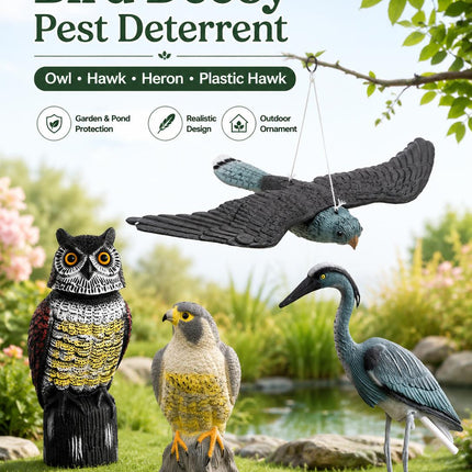 Plastic Hawk  Bird Decoy Pest Deterrent Garden Pond Pigeon Crow Cat Scarer Outdoor Ornament