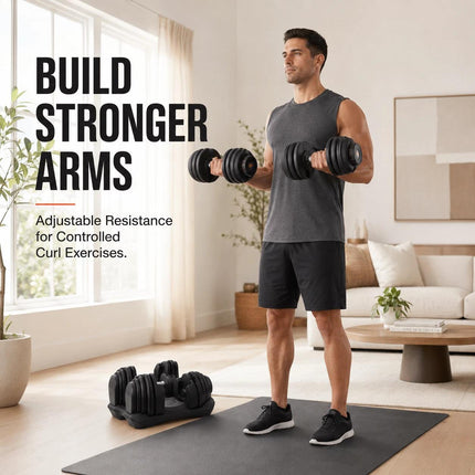 40kg Adjustable Dumbbell Set Quick Dial Weight Lifting Equipment for Home Gym Strength Training Fitness Exercise Workout with Adjustable Weights
