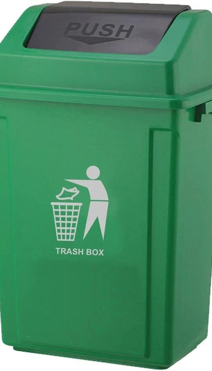 BPA-Free Recycling Bin 30L – Green Plastic Swing Lid Dustbin for Kitchen Office & Commercial Spaces
