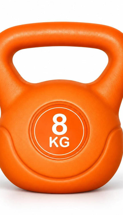 8KG Orange Vinyl Coated Kettlebell – Home Gym Exercise Weight