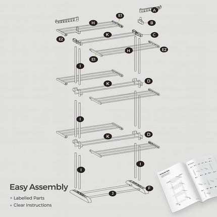 Indoor Outdoor Clothes Airer Drying Rack with Shoe Shelf – Space Saving Laundry Stand