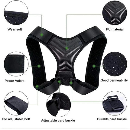 Adjustable Back & Shoulder Support Belt Large, Lightweight Posture Support Strap for Men Women, Home Office & Daily Wear