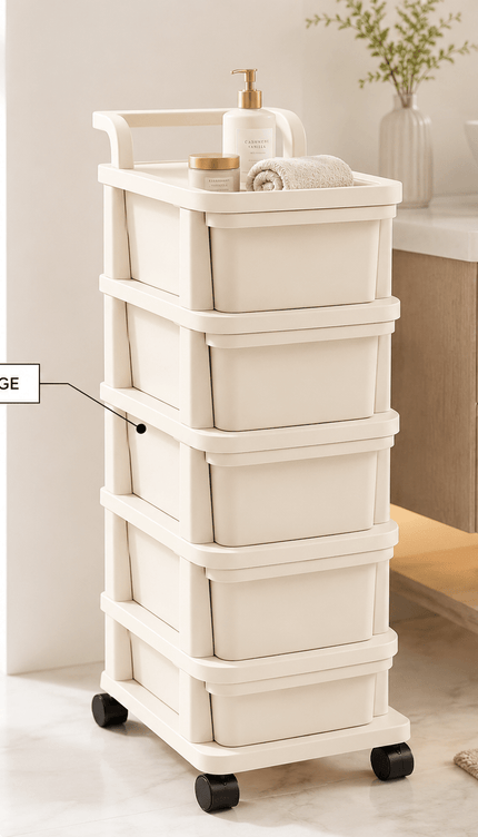 Storage Trolley Drawer Cabinet with Wheels, Multi-Tier Rolling Storage Organiser for Kitchen, Bathroom, Bedroom, Home Office, Utility Room and Salon