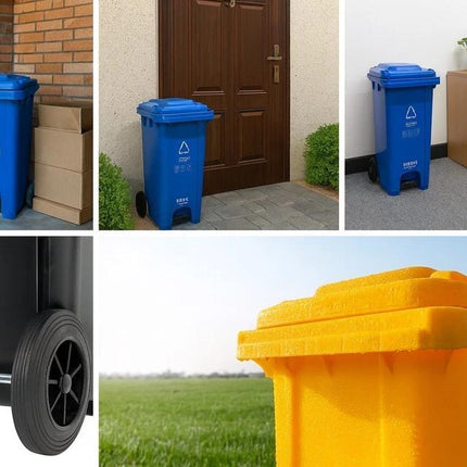 Wheelie Bin 100L 120L Waste Rubbish Dustbin with Lid Rubber Wheels