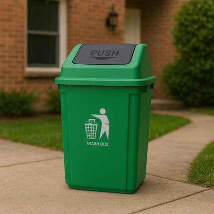 BPA-Free Recycling Bin 30L – Green Plastic Swing Lid Dustbin for Kitchen Office & Commercial Spaces