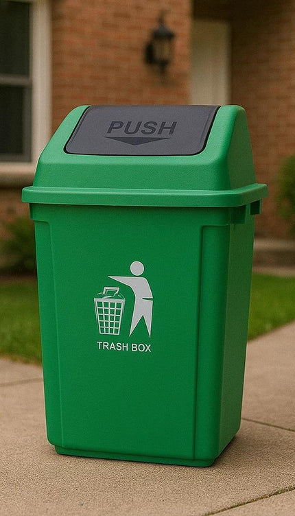 BPA-Free Recycling Bin 30L – Green Plastic Swing Lid Dustbin for Kitchen Office & Commercial Spaces