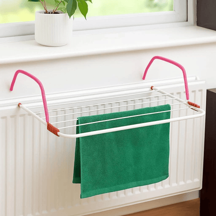 Radiator Laundry Airer Dryer Rack 5 Bar Folding Clothes Towel Washing Rack 3M Portable Hanging Drying Rack for Home Bathroom Indoor Laundry Use