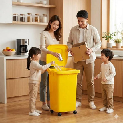 50L Large Recycling Bin Wheelie Dustbin Rubbish Waste Trash Can Kitchen Home Office