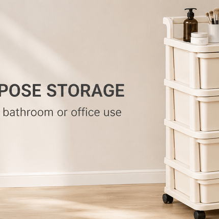 Plastic Storage Trolley Drawer Cabinet on Wheels – Multi-Tier Mobile Storage Organiser for Home, Office, Kitchen, Bathroom & Bedroom