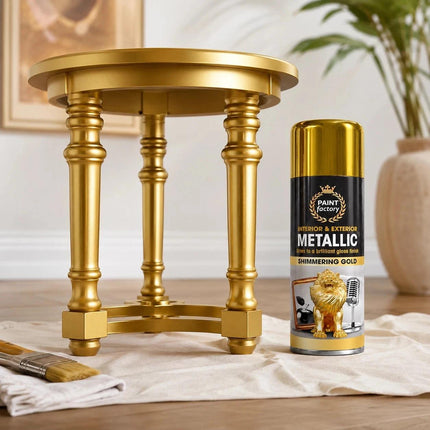 Metallic Gold Spray Paint 400ml Fast Dry Aerosol Paint For Wood Metal Plastic Multi Surface Smooth Finish