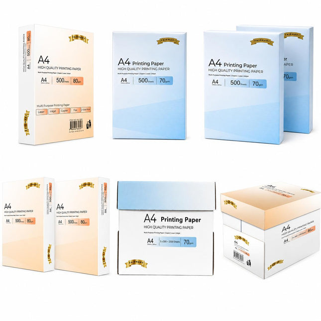A4 Printer Paper White 70gsm/80gsm Multipurpose Copier Paper, 500 Sheets Per Ream, Inkjet Laser Printer Paper for Home Office School Printing