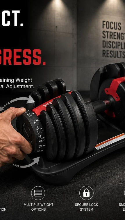24kg Adjustable Quick Dial Dumbbell with Storage Tray