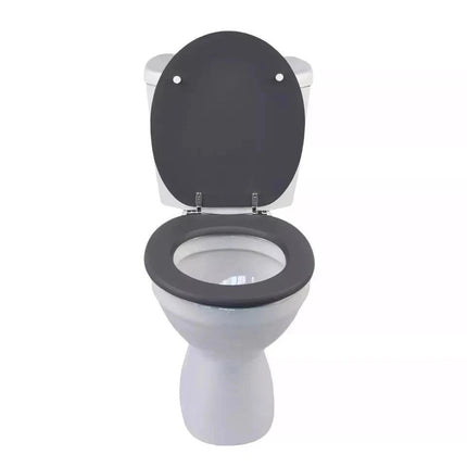 18 Inch Universal Bathroom MDF Toilet Seat Wooden WC Seat with Easy Fit Design and Fittings Durable Comfortable Smooth Finish Replacement Accessory