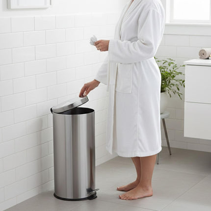 30L Stainless Steel Pedal Bin with Lid – Hands-Free Kitchen & Bathroom Trash Can